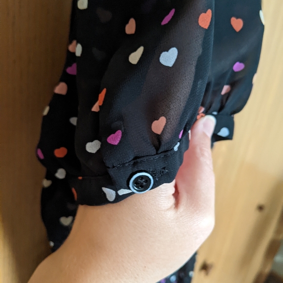 Midi Button Front Heart Print Dress - Picture 5 of 8